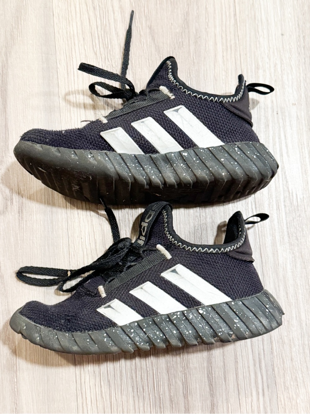 adidas Kids Black Sneakers with White Stripes